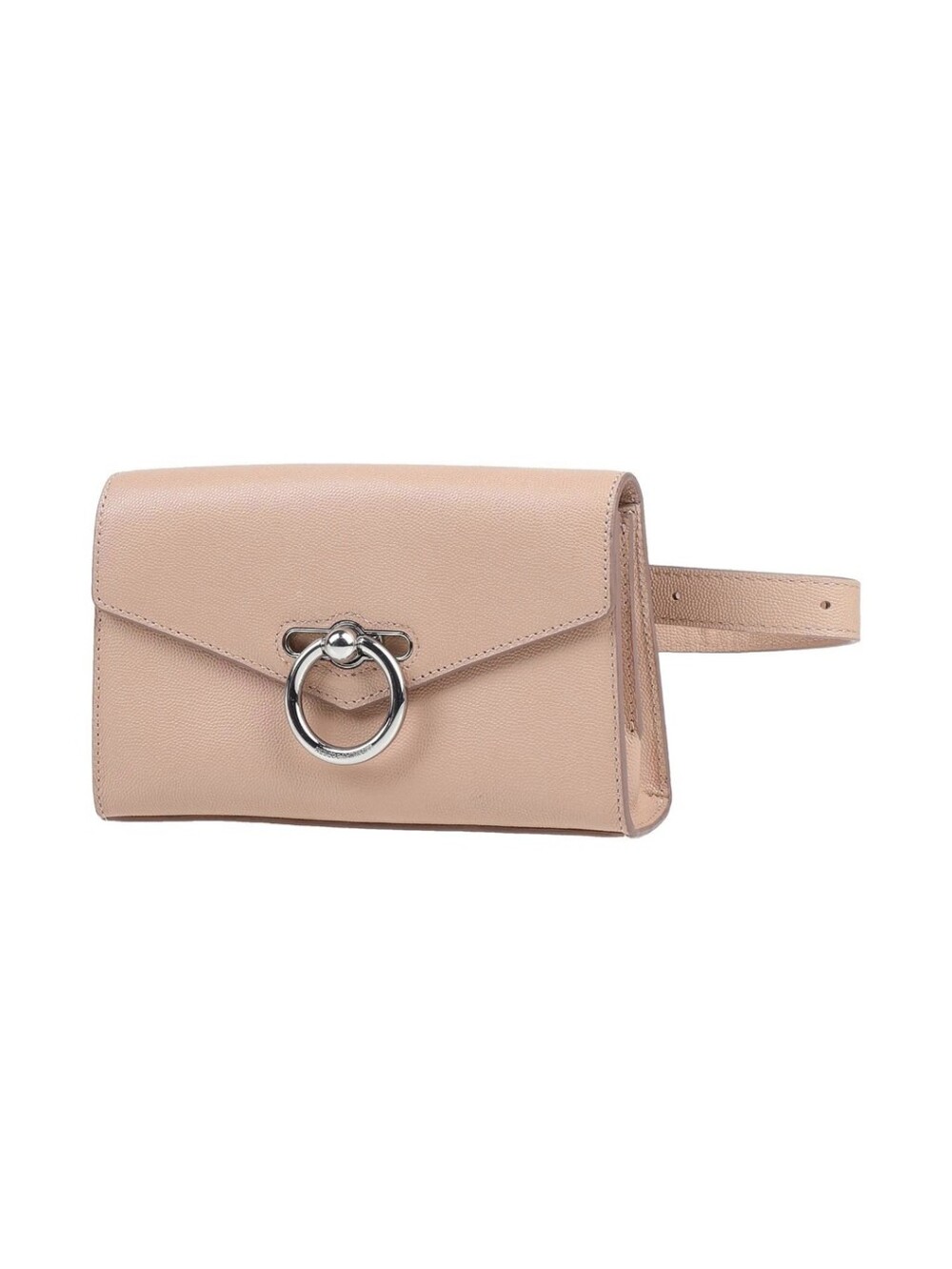 Cowhide Leather Belt Bag Shoulder Bag with Silver Ring Hardware - Blush Pink
